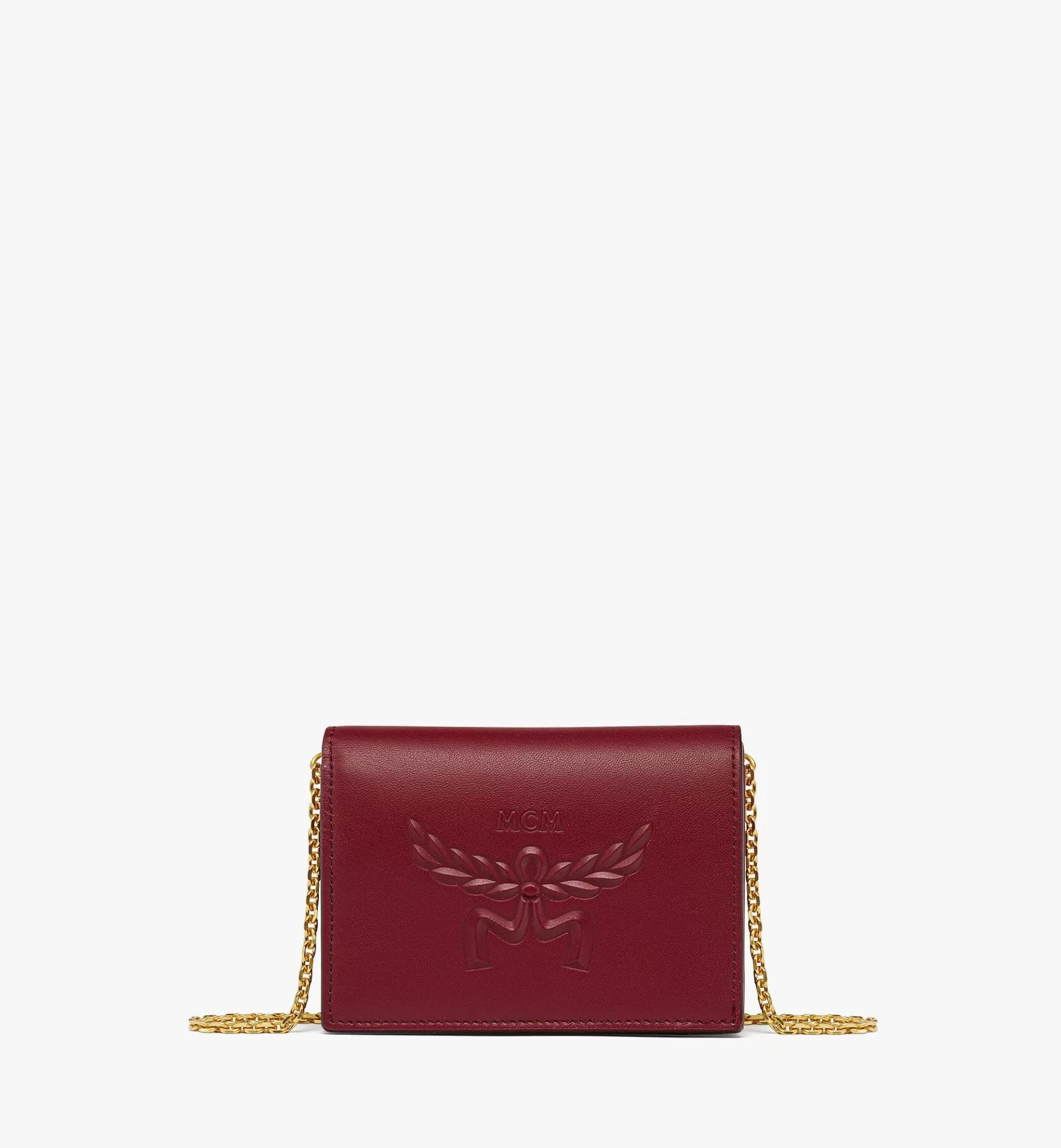 Shop Himmel Chain Wallet In Laurel Calf Leather Women Compact Wallets