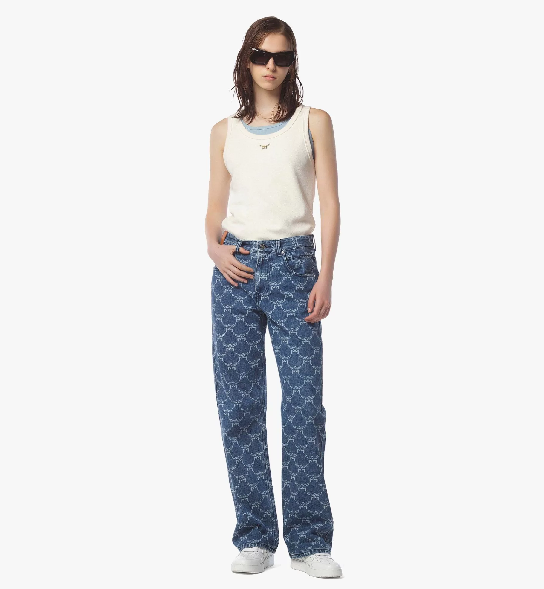 Sale Lauretos Monogram Denim Jeans Women Pants & Skirts | Pants & Shorts