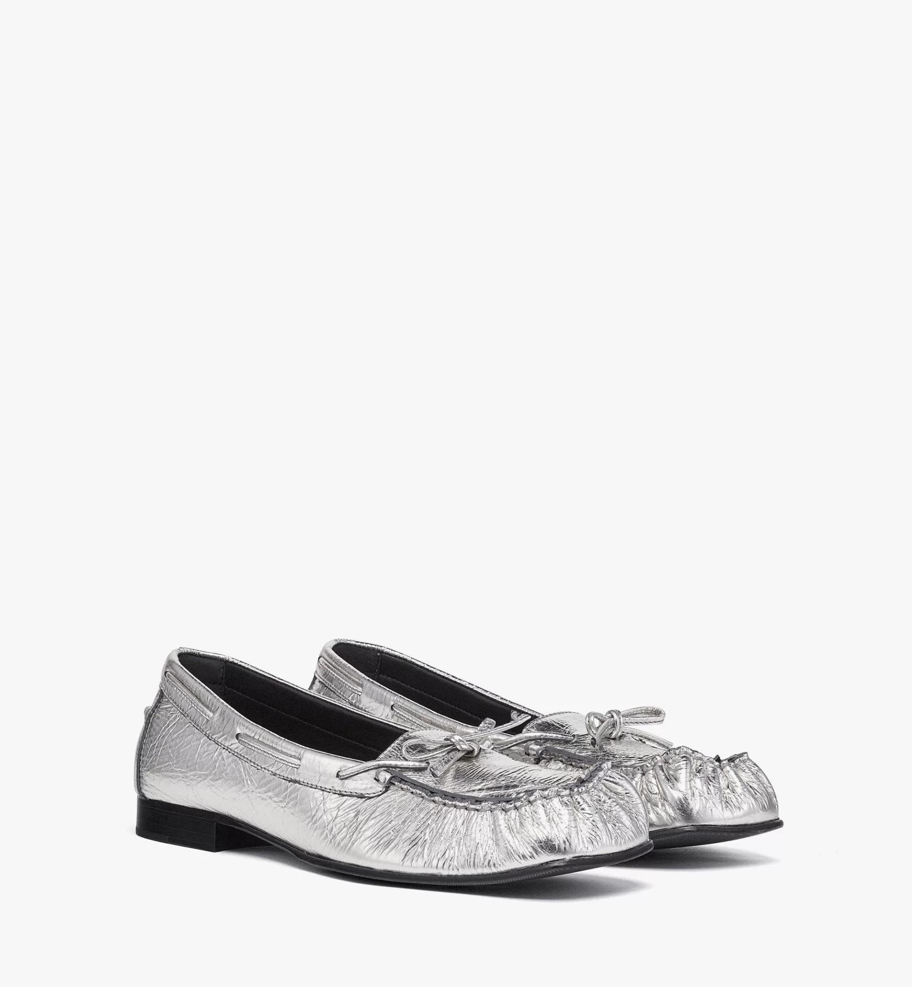 Clearance Moccasin In Metallic Calf Leather Women Loafers & Flats